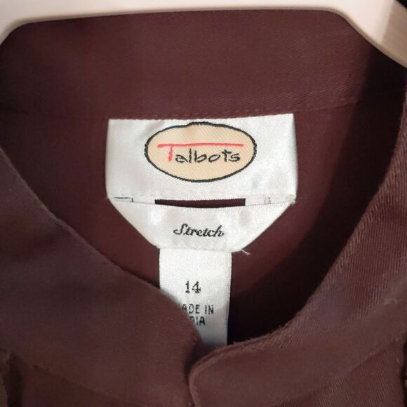 TALBOTS Chocolate Brown Embroidered Blazer Jacket Size 14 - Picture 4 of 9